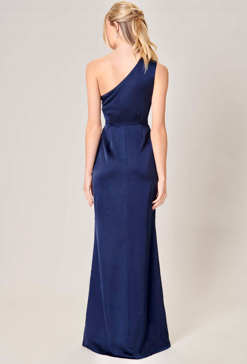 navy one shoulder dress Dressing Up