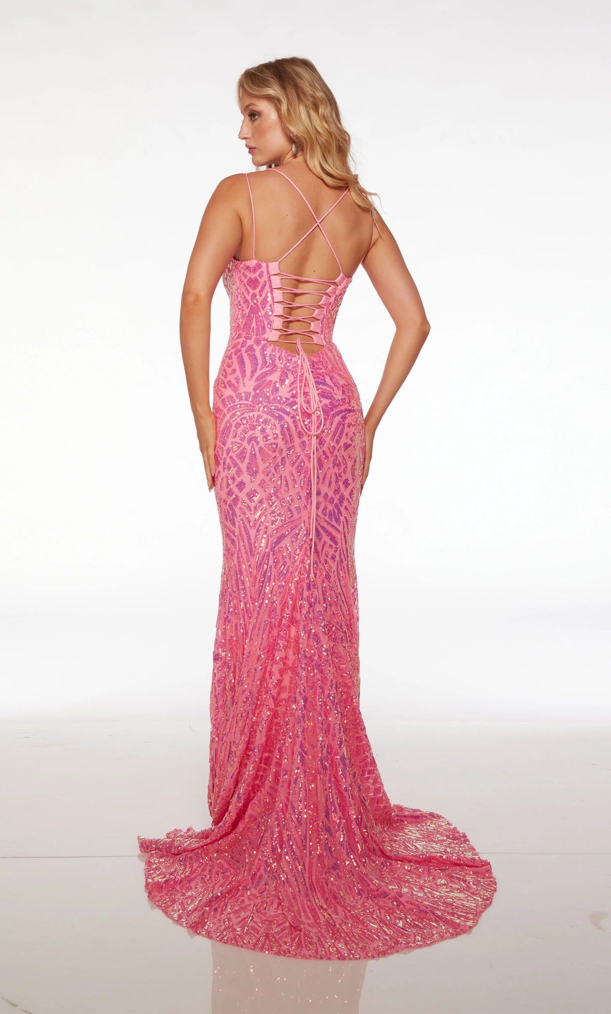 hot pink designer dress La Femme Open-Back Hot Pink Long Prom Dress 29969 Neon Pink / 00