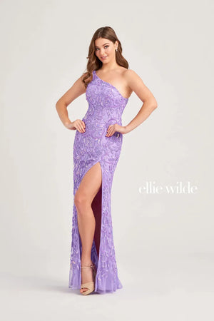 Show up and show off your figure in this stunning Ellie Wilde style EW35021 for your special event. This fitted silhouette showcases an asymmetrical neckline with a single shoulder strap. Dazzling patterns of intricate beadwork are embellished all over adding the perfect shine ensuring you stand out from every angle.