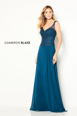 This alluring sleeveless chiffon A-line gown with beaded illusion straps offers front and back V-necklines, an intricately embroidered bodice with stone accents, a natural waistline, and a side gathered skirt with a sweep train.  Sizes: 4-20, 16W-26W  Available in Dark Teal, Mink, Wedgewood  If we do not have your desired size or color in stock please call or email us for availability!