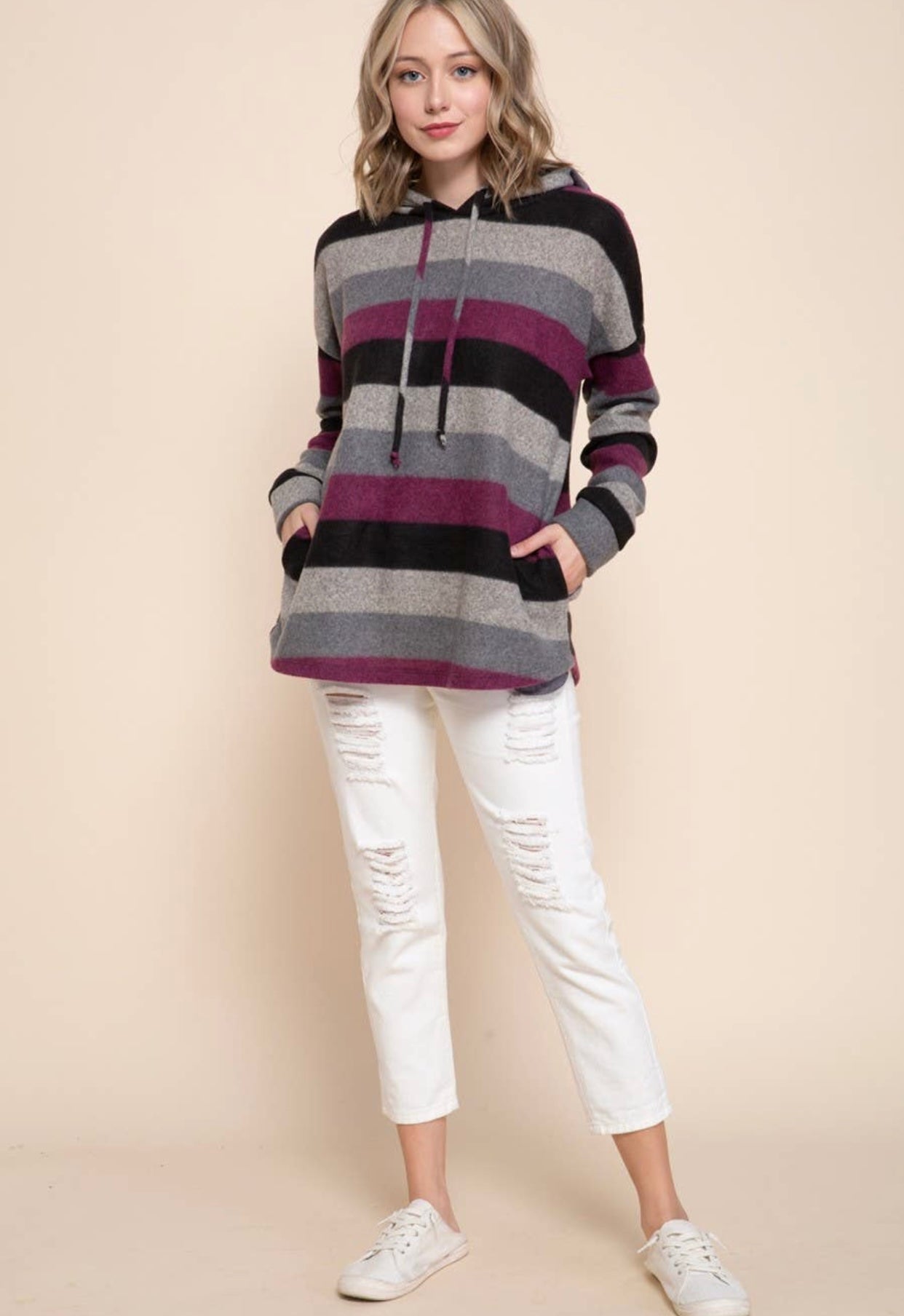 Stripe Pullover Magenta