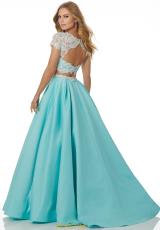 Sophisticated two-piece ballgown featuring a lace, short sleeved keyhole back bodice and full satin a-line skirt.     ONLY 1 IN STOCK  DISCONTINUED STYLE 