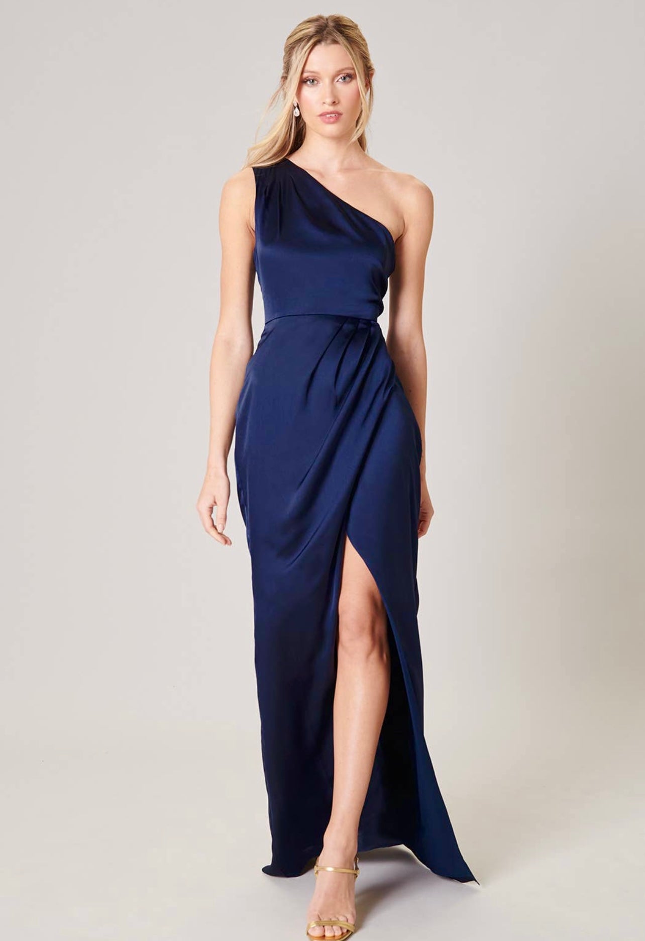 Navy Satin One Shoulder XS